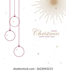 Merry Christmas and Happy New Year. Greeting card or invitation template with golden Christmas tree background. Luxury christmas invitation card art deco design vector.
