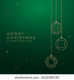 Merry Christmas and Happy New Year. Greeting card or invitation template with golden Christmas tree background. Luxury christmas invitation card art deco design vector.