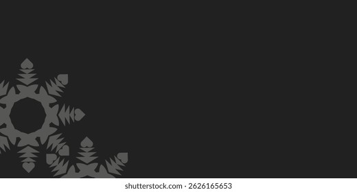 Merry christmas and happy new year with snowflake stencil pattern horizontal. Dark snowflake paper cut background with shadow decoration. 