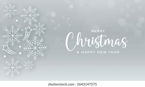 Merry Christmas and Happy New Year. Greeting card or invitation template with golden Christmas tree on blue background.
