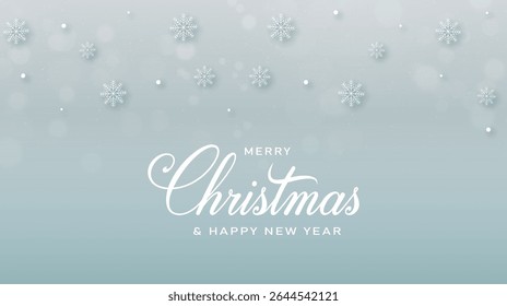 Merry Christmas and Happy New Year. Greeting card or invitation template with golden Christmas tree on blue background.