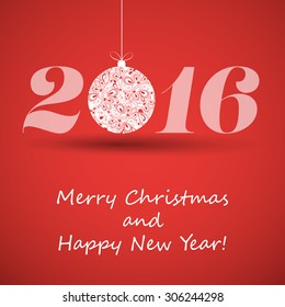 Merry Christmas and Happy New Year Greeting Card, Creative Design Template - 2016