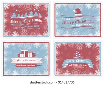 Merry Christmas and Happy New Year background in vintage style - set/vector illustration