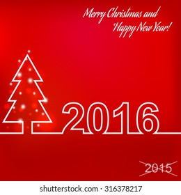 Merry christmas and Happy new year 2016. Creative greeting card design template. Universal Vector background.