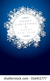 Merry Christmas and Happy New Year card with snowflakes and place for your text - vector illustration