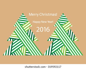 Merry Christmas. Happy New Year. Congratulation. Printing on kraft paper. Vector illustration.