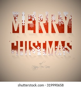 Merry Christmas and Happy New Year type typography. Greeting Invitation card in vintage retro style design.