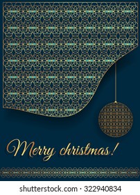 Merry Christmas and a happy new year 2016 wishes card, gold background