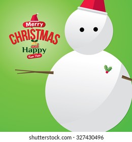 Merry Christmas and Happy New Year greeting card/poster. Vector  illustration