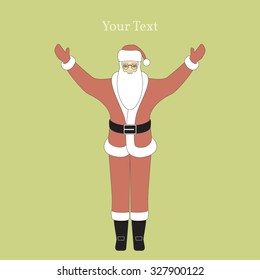 Merry Christmas and Happy New Year 2016. Year of the Monkey. Vector Illustration of Santa Claus Cartoon Character.