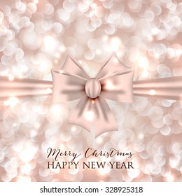  Merry Christmas and Happy New Year Card Xmas Card. Blur Silver Snowflakes. Vector.
