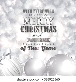  Merry Christmas and Happy New Year Card Xmas Card. Blur Silver Snowflakes. Vector.
'With every wish for a very Merry Christmas and the Happiest of New Years'