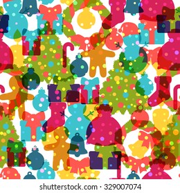 Merry Christmas and Happy New Year seamless pattern.