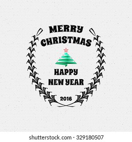 Merry christmas  and happy new year 2016 insignia  and labels for any use