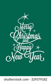 Merry Christmas and Happy New Year greetings postcard with calligraphic text