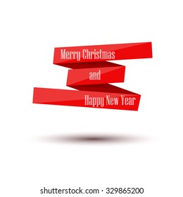 Merry Christmas and Happy New Year. Banner tape. Vector Illustration