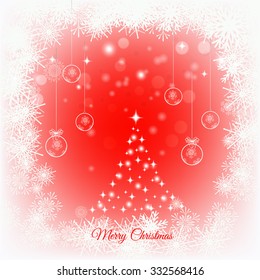 Merry Christmas and Happy New Year Card. Elegant Christmas background with snowflakes and place for text. Vector Illustration.