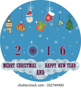 Merry Christmas and Happy New Year background. Vector illustration