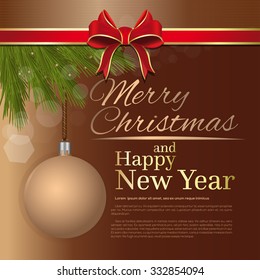 Merry Christmas and Happy New Year. Holiday greeting card template.