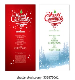 Merry Christmas and Happy New Year. Christmas greeting cards.