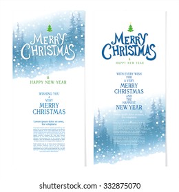Merry Christmas and Happy New Year. Christmas greeting cards.