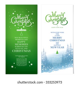 Merry Christmas and Happy New Year. Christmas greeting cards.