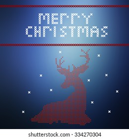 Merry Christmas and Happy New year celebration design with sewed deer