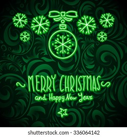 merry christmas and happy new year Neon Sign. art background