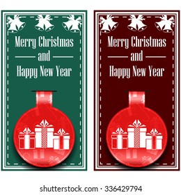 Merry Christmas and Happy New Year postcard. Vector Illustration