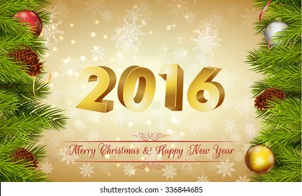 Merry Christmas and Happy New Year background. vector