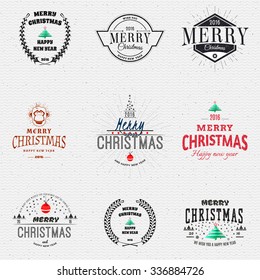 Merry christmas  and happy new year 2016 insignia  and labels for any use