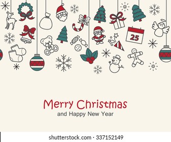  Merry christmas & happy new year background,card print  template , seamless 