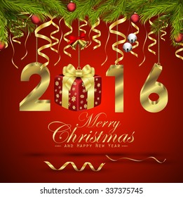 Merry Christmas and Happy New Year background .vector