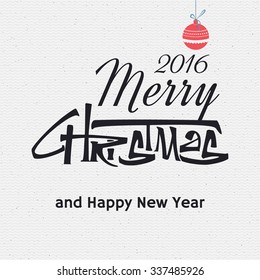 Merry christmas  and happy new year 2016 insignia  and labels for any use, written by ruling pen
