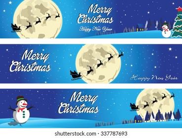 merry christmas and happy new year footer or header. suitable for printing, postcard, poster, cover. easy to modify