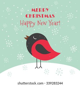 Merry Christmas and Happy New Year Background or Greeting Card. Vector Illustration