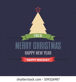 Merry Christmas and Happy New Year Greeting Card Template. Vector Illustration