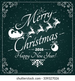 Merry Christmas and Happy New Year Greeting Card Template. Vector Illustration