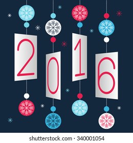 Merry Christmas and Happy new year. Label for Holiday, Invitations and Greeting Cards. Xmas Poster, Banner, Placard or Card Template. Winter Illustration.