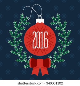 Merry Christmas and Happy new year. Label for Holiday, Invitations and Greeting Cards. Xmas Poster, Banner, Placard or Card Template. Winter Illustration.