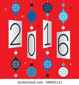 Merry Christmas and Happy new year. Label for Holiday, Invitations and Greeting Cards. Xmas Poster, Banner, Placard or Card Template. Winter Illustration.