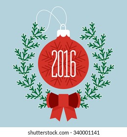 Merry Christmas and Happy new year. Label for Holiday, Invitations and Greeting Cards. Xmas Poster, Banner, Placard or Card Template. Winter Illustration.