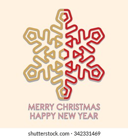 Merry Christmas and Happy New Year greeting card. Template for brochure, poster, banner, flyer. Vector illustration.