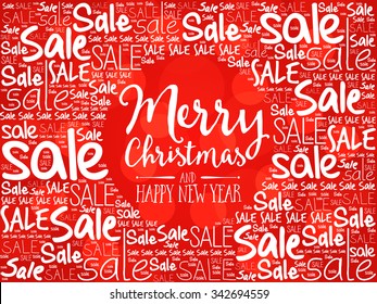 Merry Christmas and Happy new year word cloud background, business concept