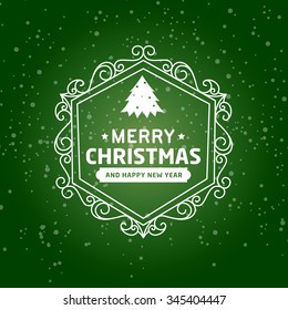 Merry christmas and happy new year type font white background, vector illustration