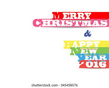 Merry Christmas and Happy new year 2016 paper strips eps10 vector illustration: yellow, green, blue, red. for calendar, invitation, post cards, congratulation, business.
