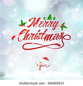 merry christmas& happy new year 2016, Type, snowman,snowflakes background & texture