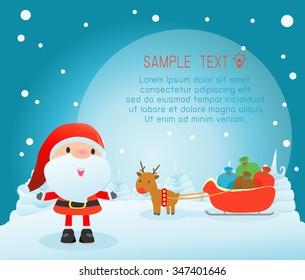 Merry Christmas, Happy new year, Merry Christmas design with wide copy space, Santa Claus,card, background card greeting, Vector Illustration