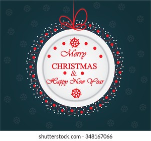Merry Christmas and Happy New Year card. Vector
