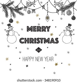 Merry Christmas and Happy New Year . Vector illustration